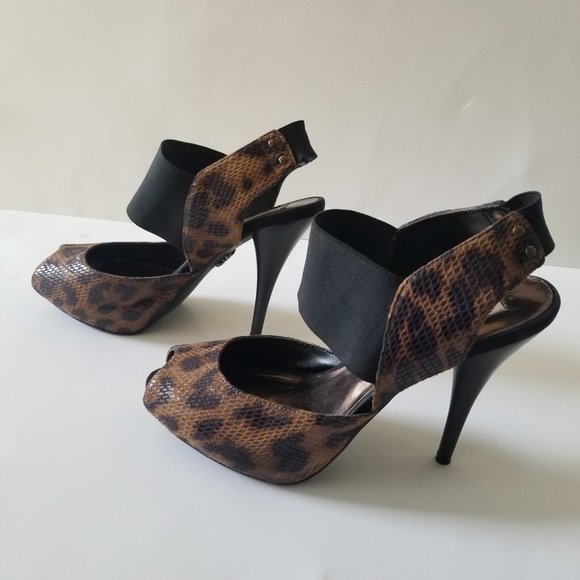 Simply Vera, Vera Wang Brown Animal Print Open Toe Stiletto 8.5 - Picture 6 of 11